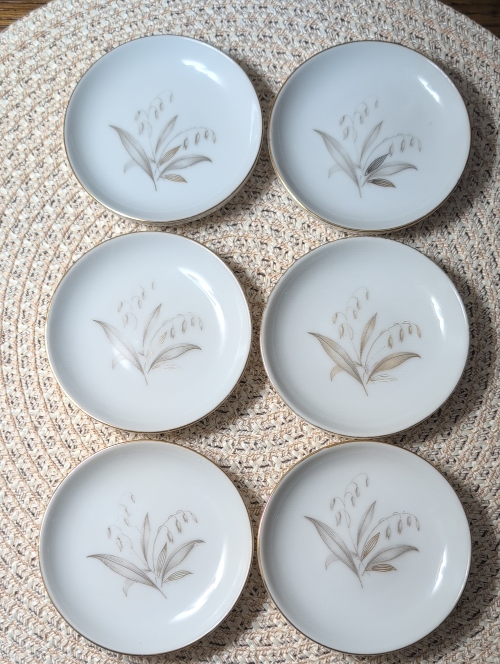 Vintage 1961 Kaysons Fine China "Golden Rhapsody" 6-Piece Coaster/Ash Tray Set